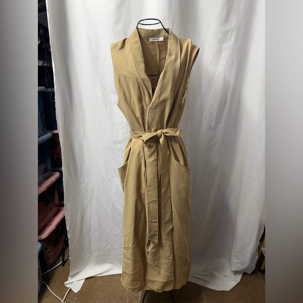 Mod Ref khaki waist tie midi dress size L